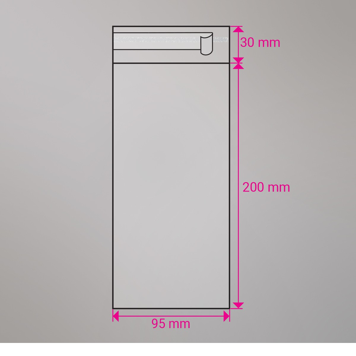 Sac cellophane transparent 200x95 mm