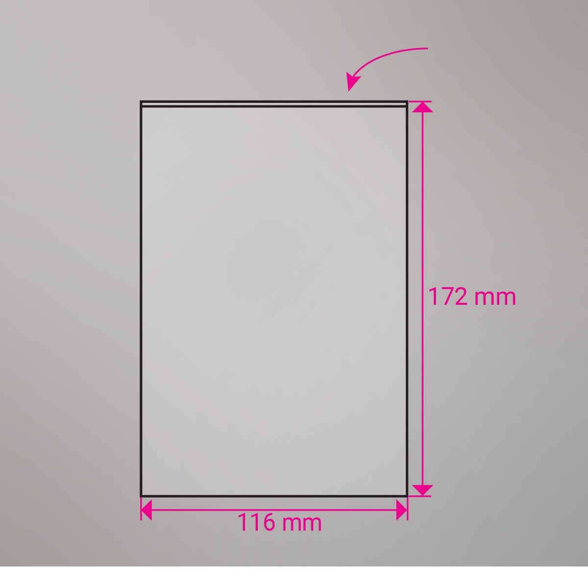 Sachet cellophane à haut ouvert sans rabat 172x116 mm