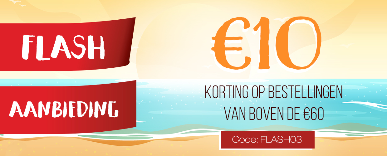 €10 korting op bestellingen van boven de €60. Code: FLASH03