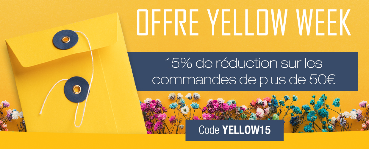 15% de réduction sur les commandes supérieures à 50€. Code: YELLOW15