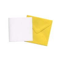 100mm Square White Card Blanks With Yellow Envelopes (Pack of 5)