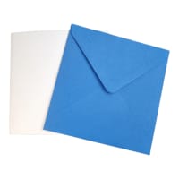 125 x 125mm White Card Blanks & Blue Textured Envelopes (Pack of 10)