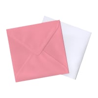 130mm Square Pale Pink Envelopes &amp; White Card Blanks (Pack of 10)