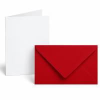 A5 White Card Blanks With Red Envelopes (Pack of 10)