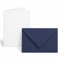 A5 White Card Blanks With Navy Blue Envelopes (Pack of 10)