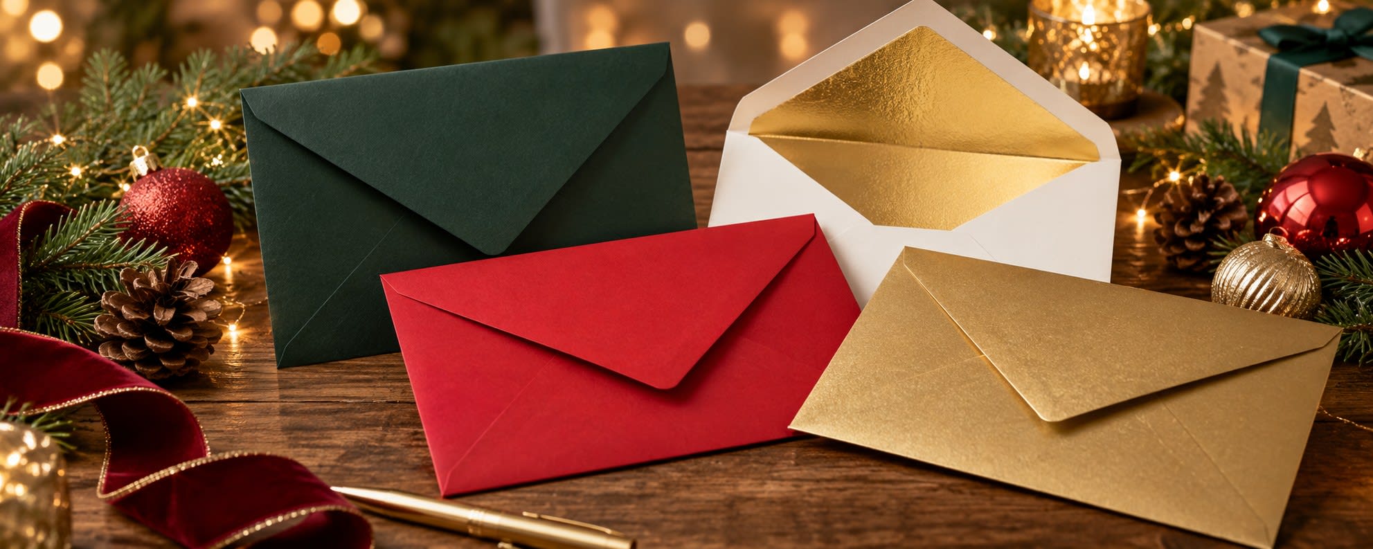 Christmas coloured envelopes