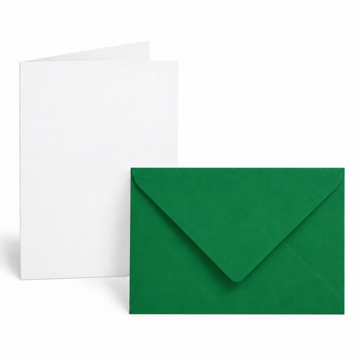 A5 White Card Blanks With Dark Green Envelopes (Pack of 10)