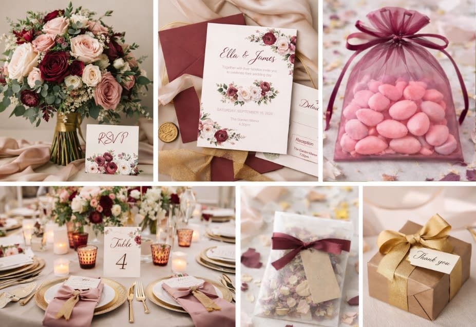 Romantic Blush Colour Scheme with envelopes and card blanks