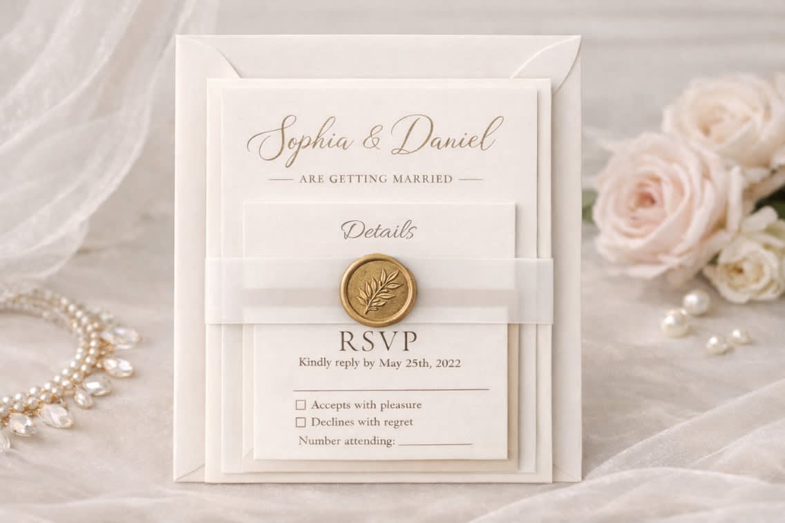 Stacked Wedding Invitation Suite