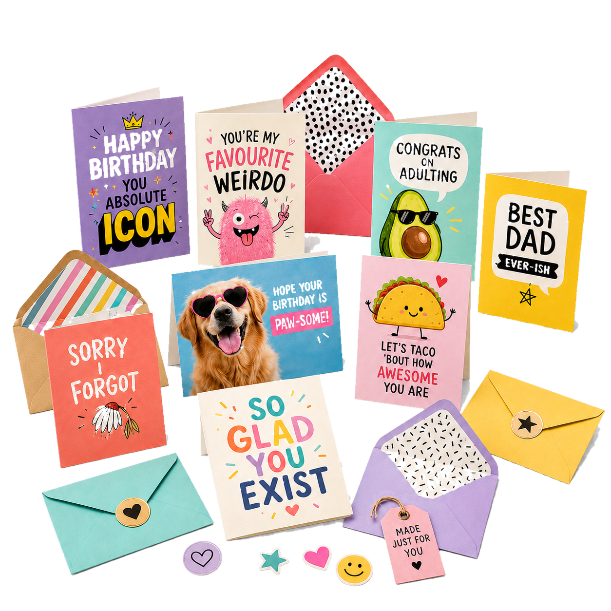 Greeting cards, envelopes and printed card business materials