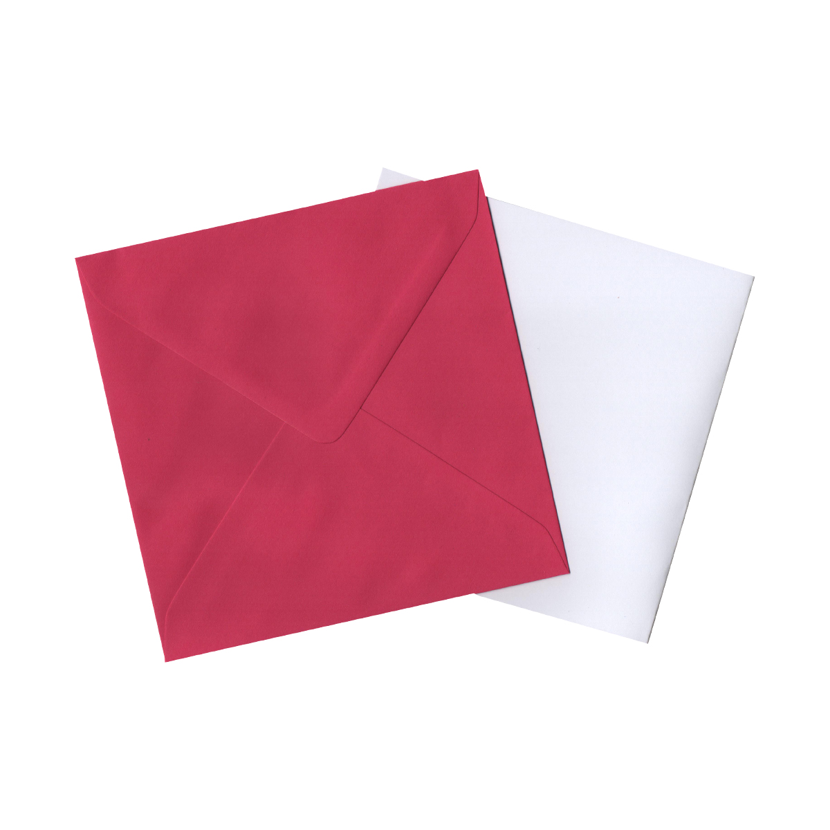 155mm Square Fuchsia Pink Envelopes & White Card Blanks (Pack of 10)