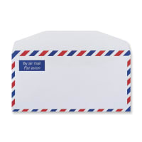 4.33 x 8.66 " White Wallet Gummed Airmail Block & Border 50lb Opaque Envelopes