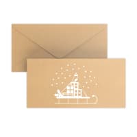 Christmas envelope Snow sleigh recycled kraft 110x220 mm (DL)