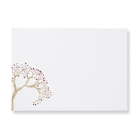 4.49 x 6.38 " White Wallet 80lb Peel & Seal Envelope Printed Gold Tree With Red Hearts Envelopes