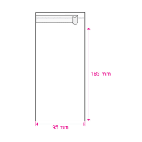Sacchetti per violoncello trasparenti da adattare: 89 x 183 mm (AUTOADESIVI)