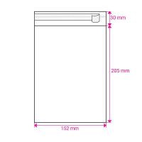 205mm Long X 152mm Wide Cello Bag Peel & Seal