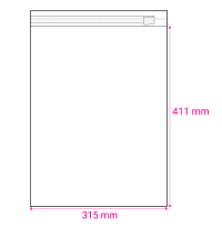 411mm Long X 315mm Wide Cello Bag Peel & Seal