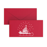 Christmas envelope Snow sleigh dark red 110x220 mm (DL)