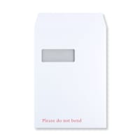 C4 White Window Board Back Envelopes 324 x 229mm - Please Do Not Bend