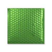 165mm Square Gloss Foil Green Metallic Padded Bubble Bags