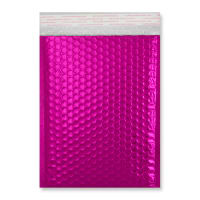 9.84 x 7.09 " Hot Pink Metallic Gloss Foil Bubble Mailers Peel & Seal