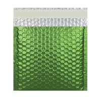 6.5 x 6.5 " Green Metallic Matt Foil Bubble Mailers Peel & Seal