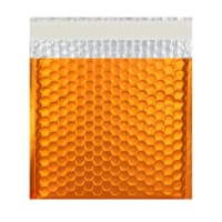 6.5 x 6.5 " Orange Metallic Matt Foil Bubble Mailers Peel & Seal