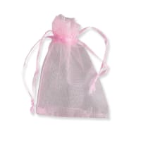 3.54 x 2.76 " Pink Organza Bag Draw String 30 Micron