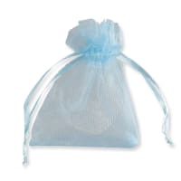 3.54 x 2.76 " Sky Blue Organza Bag Draw String 30 Micron