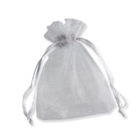 3.54 x 2.76 " Silver Grey Organza Bag Draw String 30 Micron