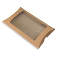 229x162 +35 Manilla Kraft Pillow Boxes With Window 120x180mm