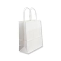 Sac à poignée torsadée en papier kraft blanc moyen 