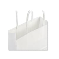 Sac à poignée torsadée en papier kraft blanc moyen 