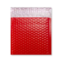 6.5 x 6.5 " Red Poly Gloss Bubble Mailers Peel & Seal