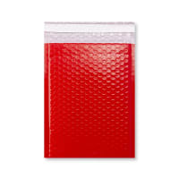 9.84 x 7.09 " Red Poly Gloss Bubble Mailers Peel & Seal