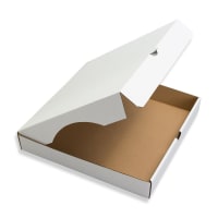 12.2 x 12.2 " White Pizza Box - E Flute 95lb White Kraft Paper + 100g Core Paper + 68lb Manilla Kraft Paper
