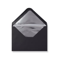 4.49 x 6.38 " Black Silver-lined Wallet Gummed 80lb Envelopes