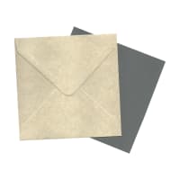 130mm Square Ivory Parchment Envelopes & Grey Card Blanks (Pack of 10)