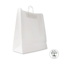 450x170x480mm WHITE LARGE TWIST HANDLE RIBBED BAG 100GSM