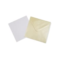 100MM SQUARE WHITE CARD BLANKS WITH PEARLESCENT CHAMPAGNE ENVELOPES (PACK OF 5)