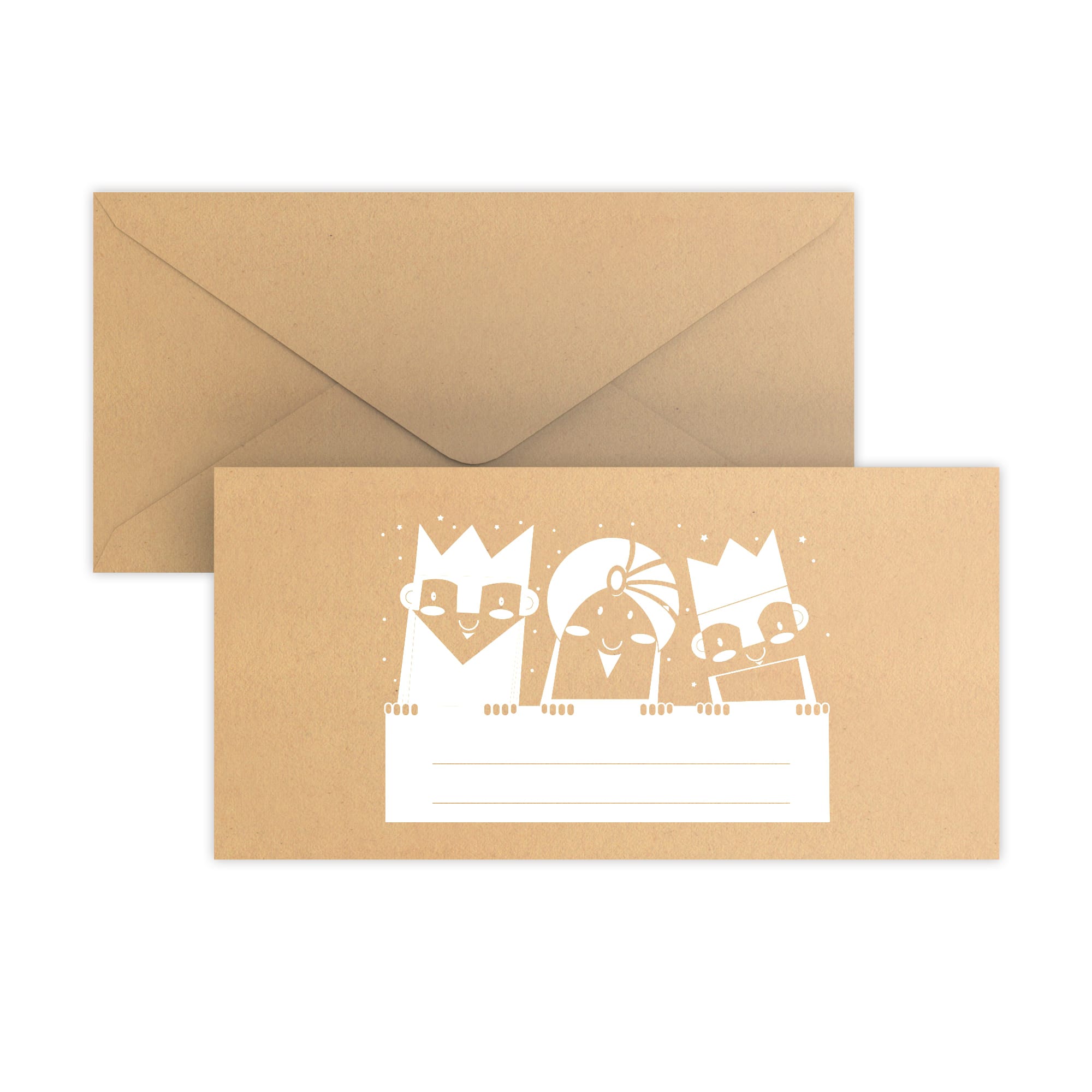 Christmas envelope Three wise kings recycled kraft 110x220 mm (DL)