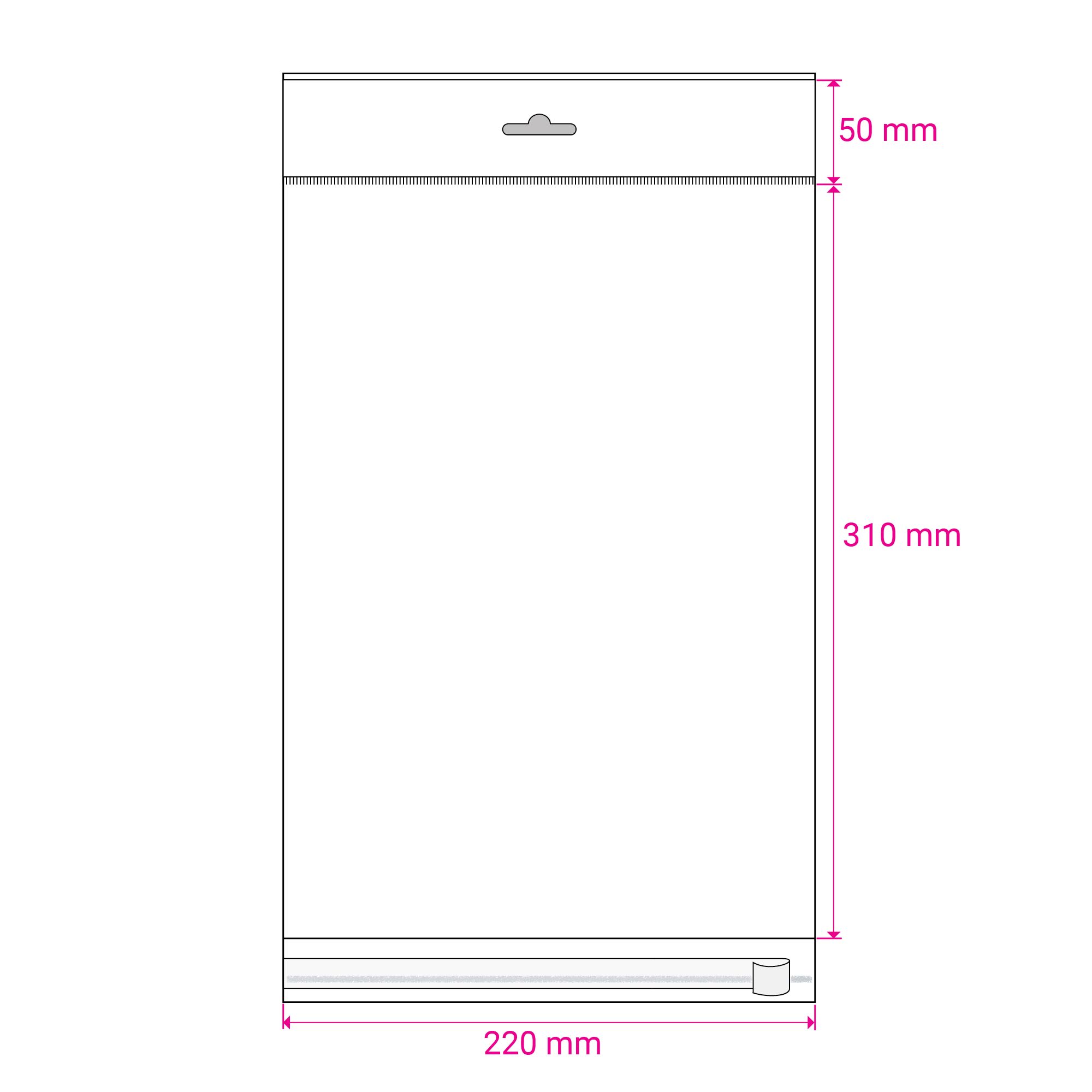 310mm  x 220mm Header Cello Bag Peel & Seal