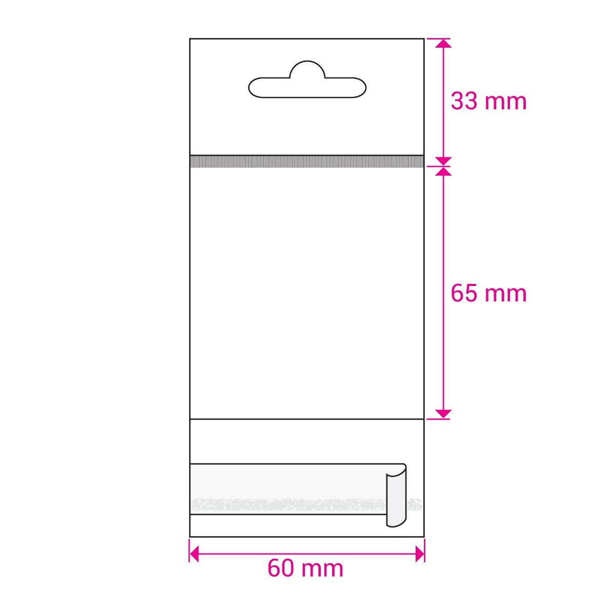 65mmx60mm Header Cello Bag Peel & Seal