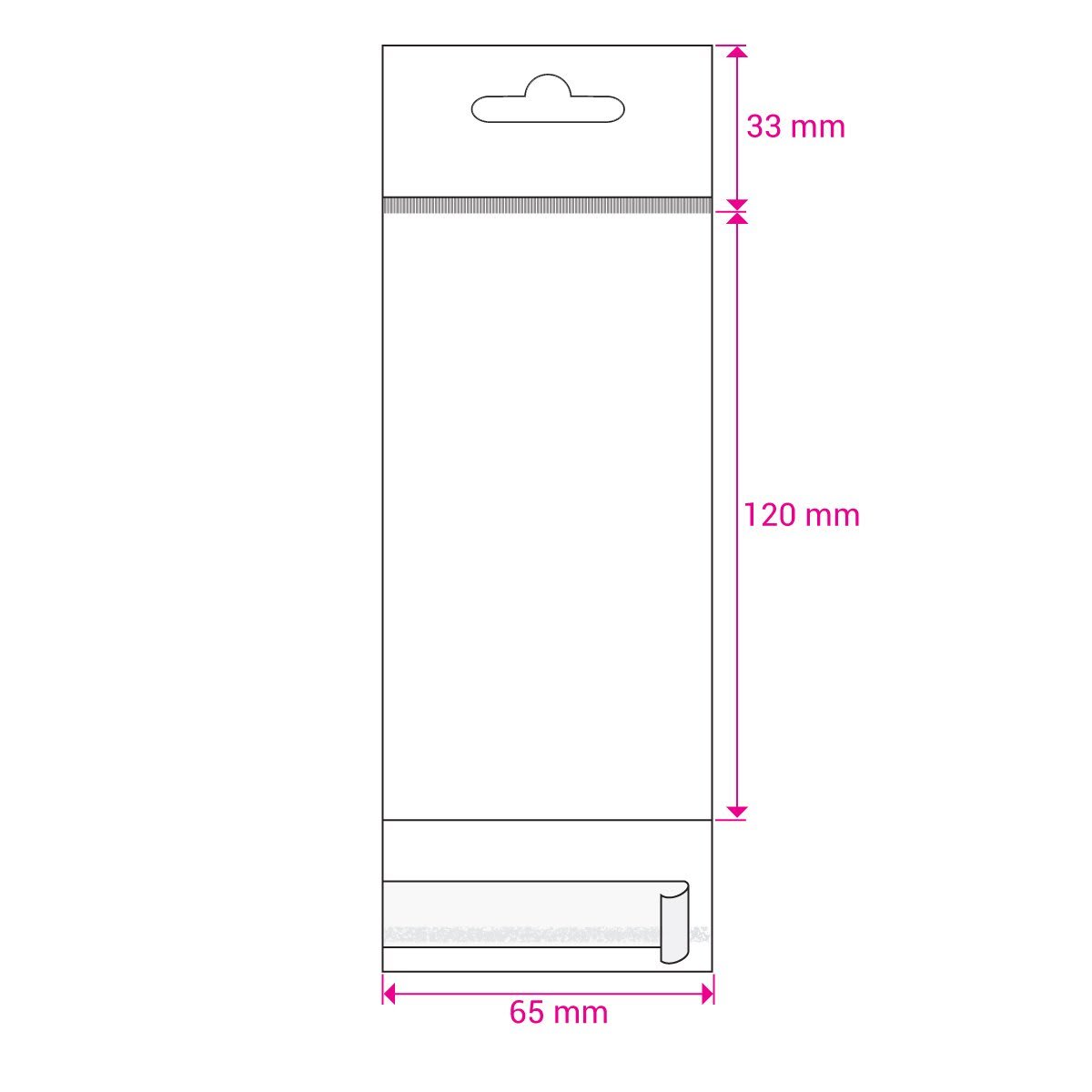 120mmx65mm Header Cello Bag Peel & Seal