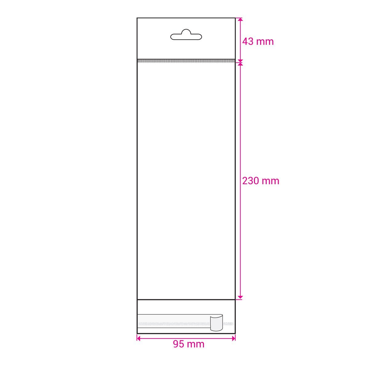 230x95 Cello Header Bag Peel & Seal