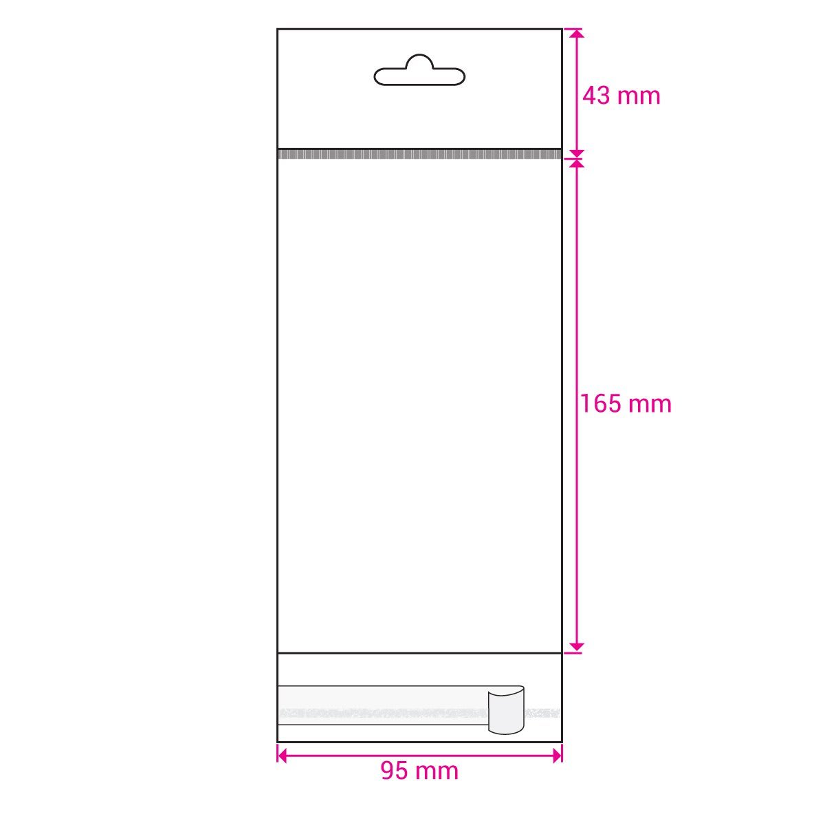 165x95 Clear Cello Bag With Header & Euroslot Peel & Seal