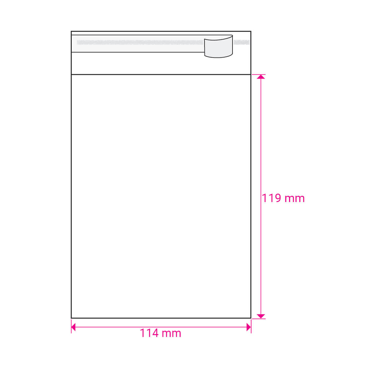 119mm Long X 114mm Wide Cello Bag Peel & Seal