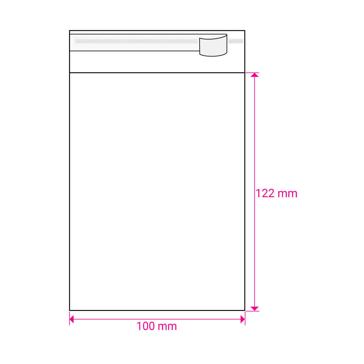122mm Long X 100mm Wide Cello Bag Peel & Seal