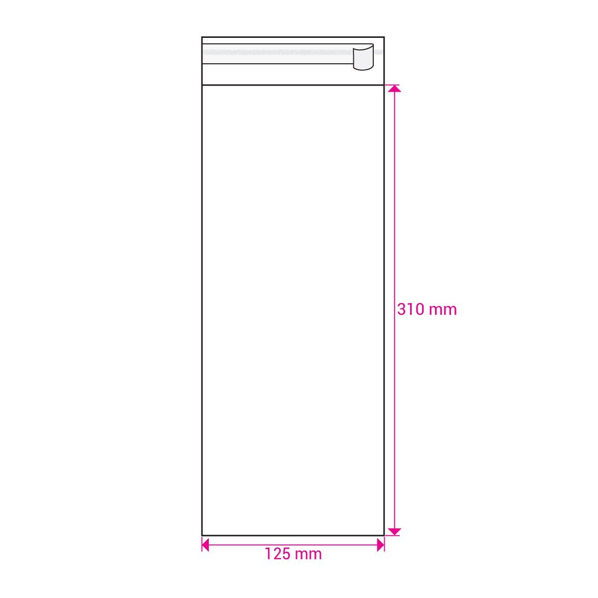 12.2 x 4.92 " Cello Bag Peel & Seal