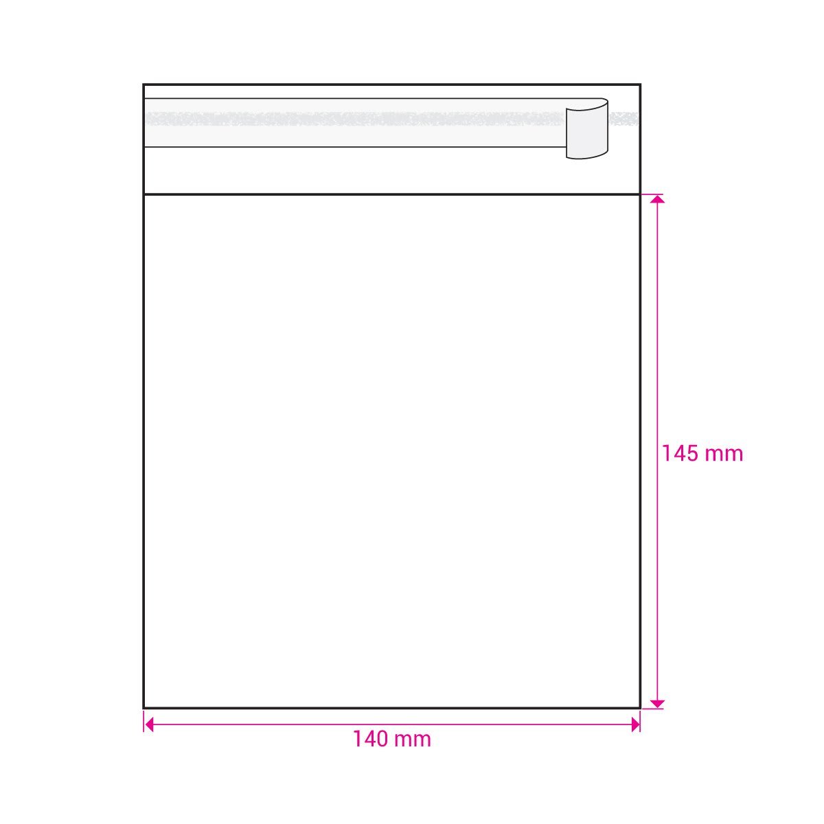 145mm Long X 140mm Wide Cello Bag Peel & Seal